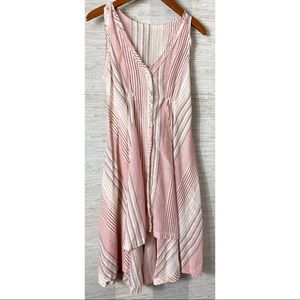Striped Cotton Light Pleat Sleeveless Dress